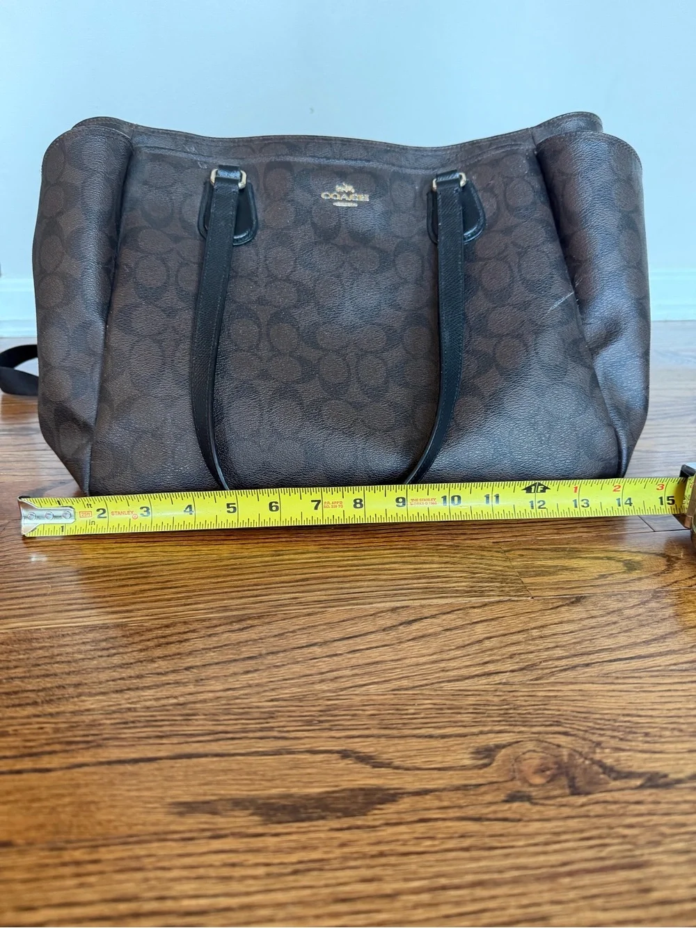 Coach Brown/Black Signature Canvas Tote with Adjustable Strap